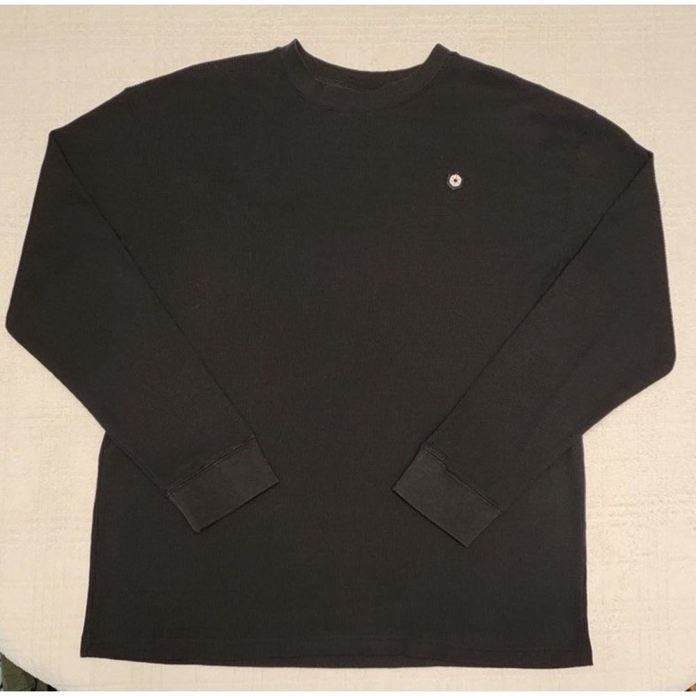 Southpole Shirt Mens 2XL Black Thermal Waffle Knit Long Sleeve‎ Crewneck Top Tee